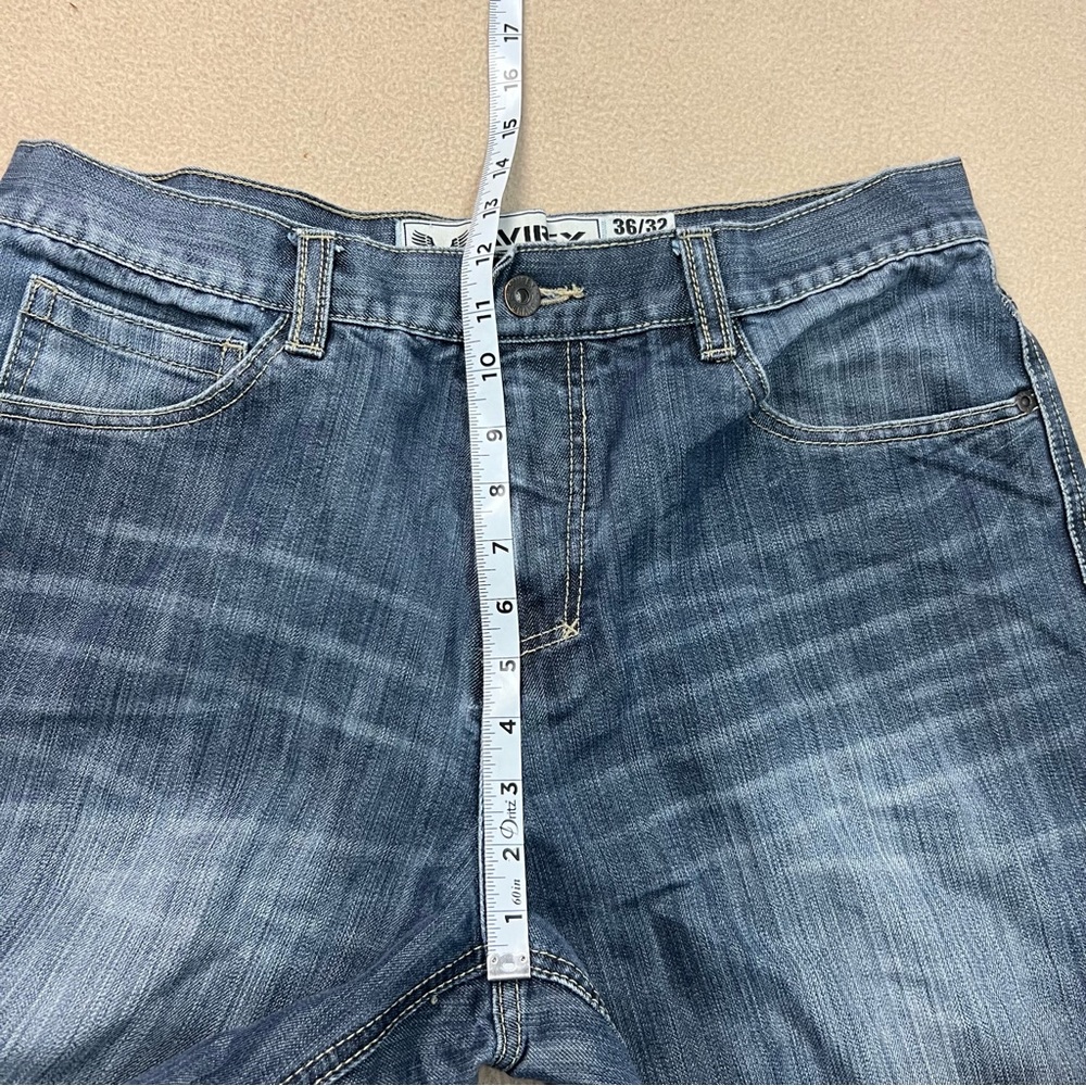 Avirex Jeans Men 36x32 Dark Wash Embroidered Y2K Style Baggy Vtg 2000s 36x30 Act - Picture 5 of 10